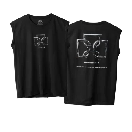 PLAYERA SIN MANGAS BLANCA Y NEGRA