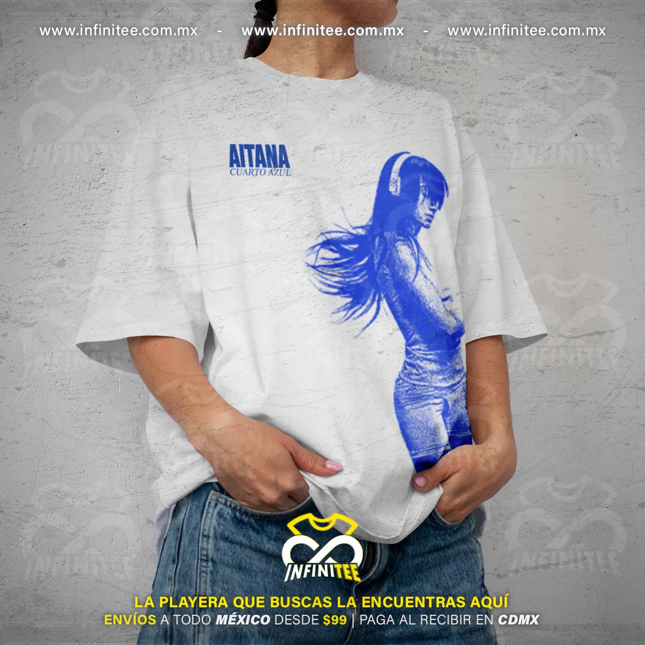 Playera AITANA | Full print - Cuarto Azul