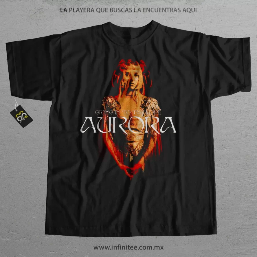 playera aurora giving into the love roja