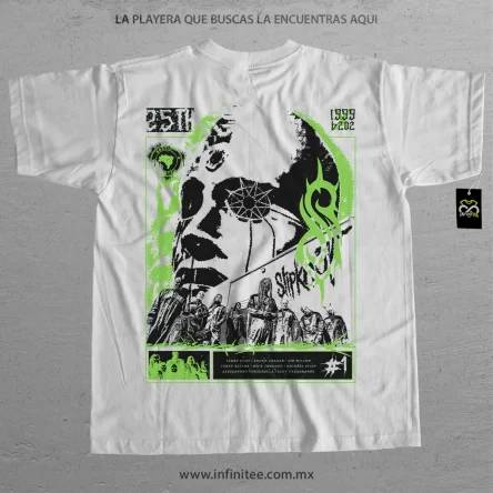 playera de SLIPKNOT 25th anniversary CDMX Mexico verde