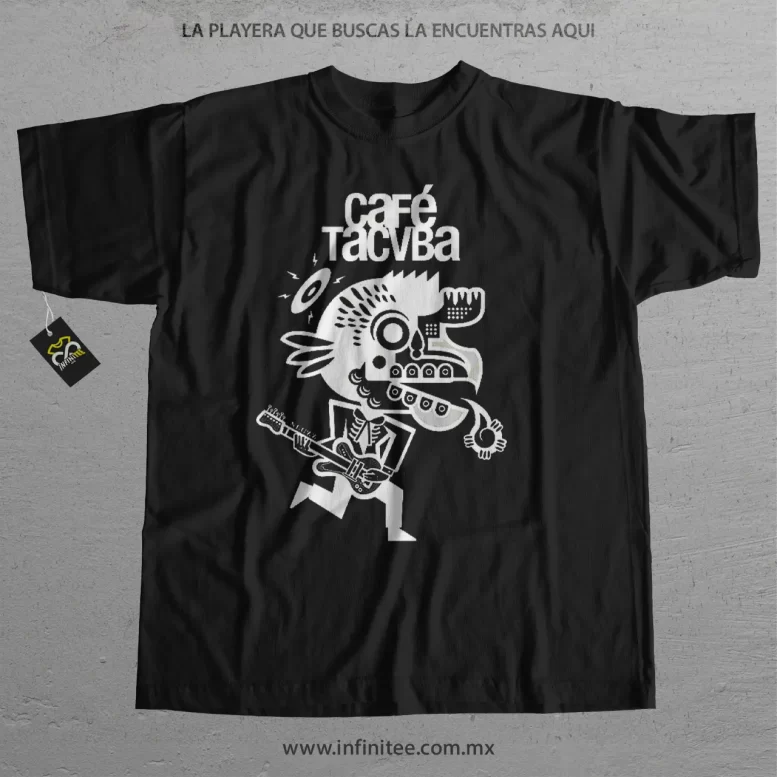 playera logo cafe tacvba blanco
