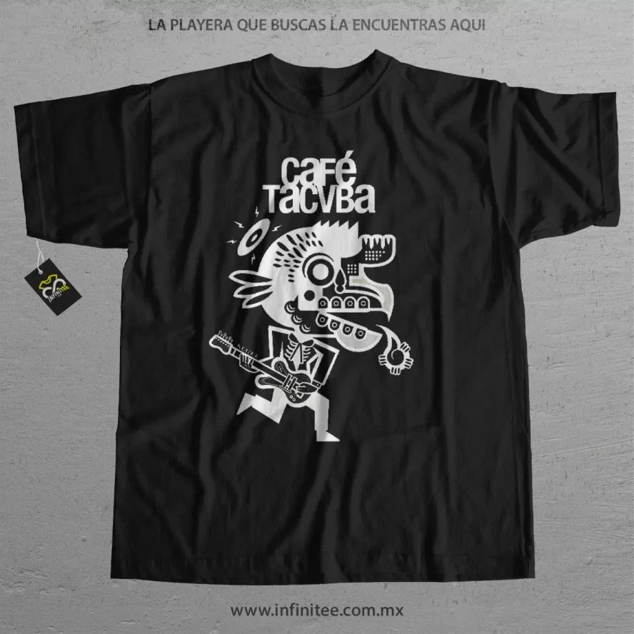 playera logo cafe tacvba blanco