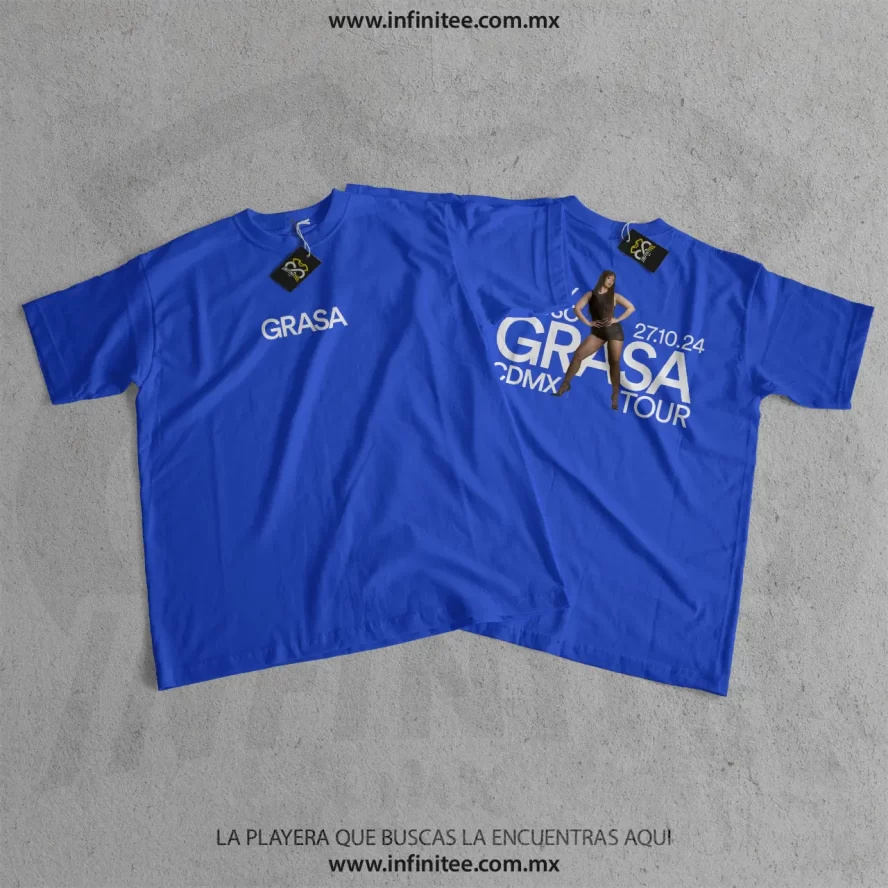 playera nathy peluso color azul grasa tour