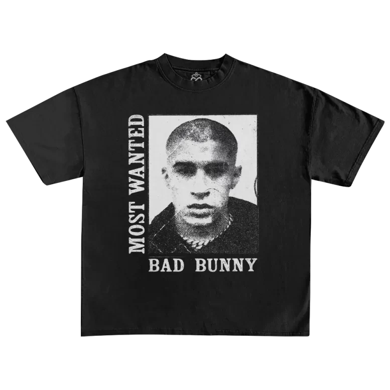 playera bad bunny most wanted negra