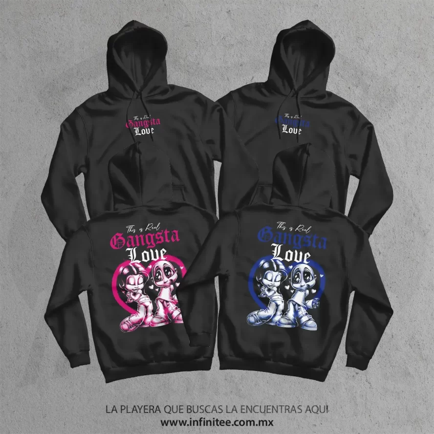 sudadera real gangsta love negra duos